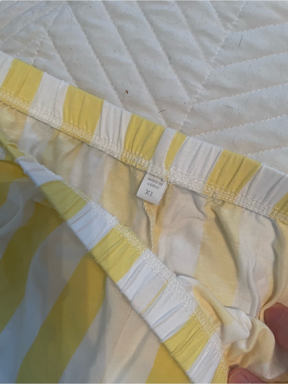 DKNY Yellow and White Striped Kids Pajama Set with Blue Trim - Picture 10 of 11